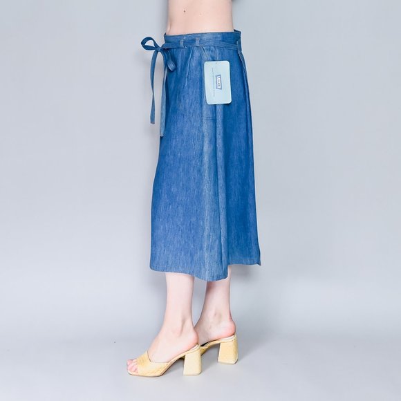 783. LEVI'S VINTAGE Denim Wrap Midi Skirt Sz 34 XL - Picture 6 of 9